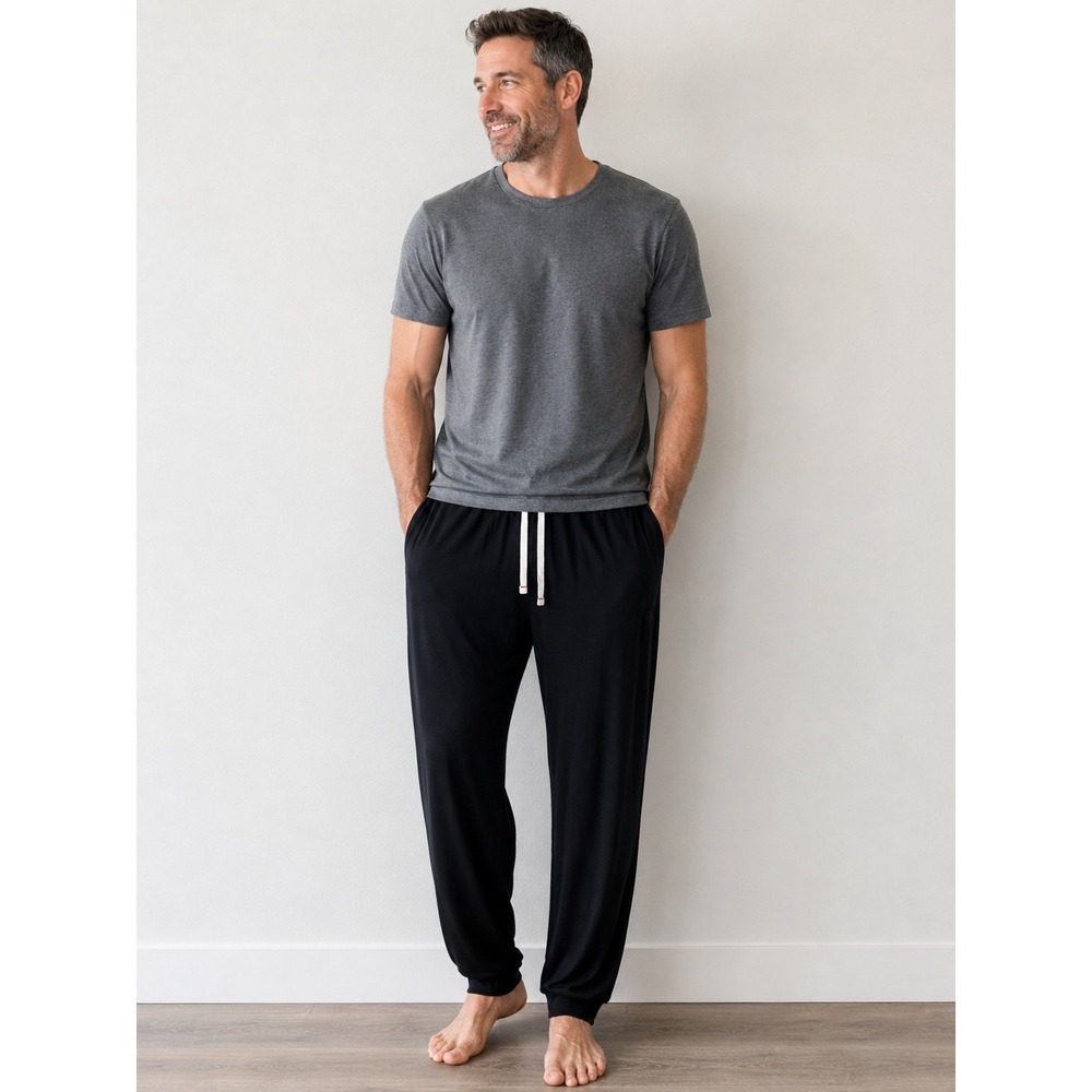 SAXX Snoozepant Pajama Pants Mens XL Black Excellent Modal Jogger BallPark Pouch
